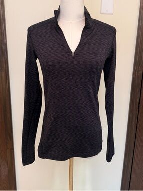 REI Women's Black Heathered Quarter-Zip Long Sleeve Top